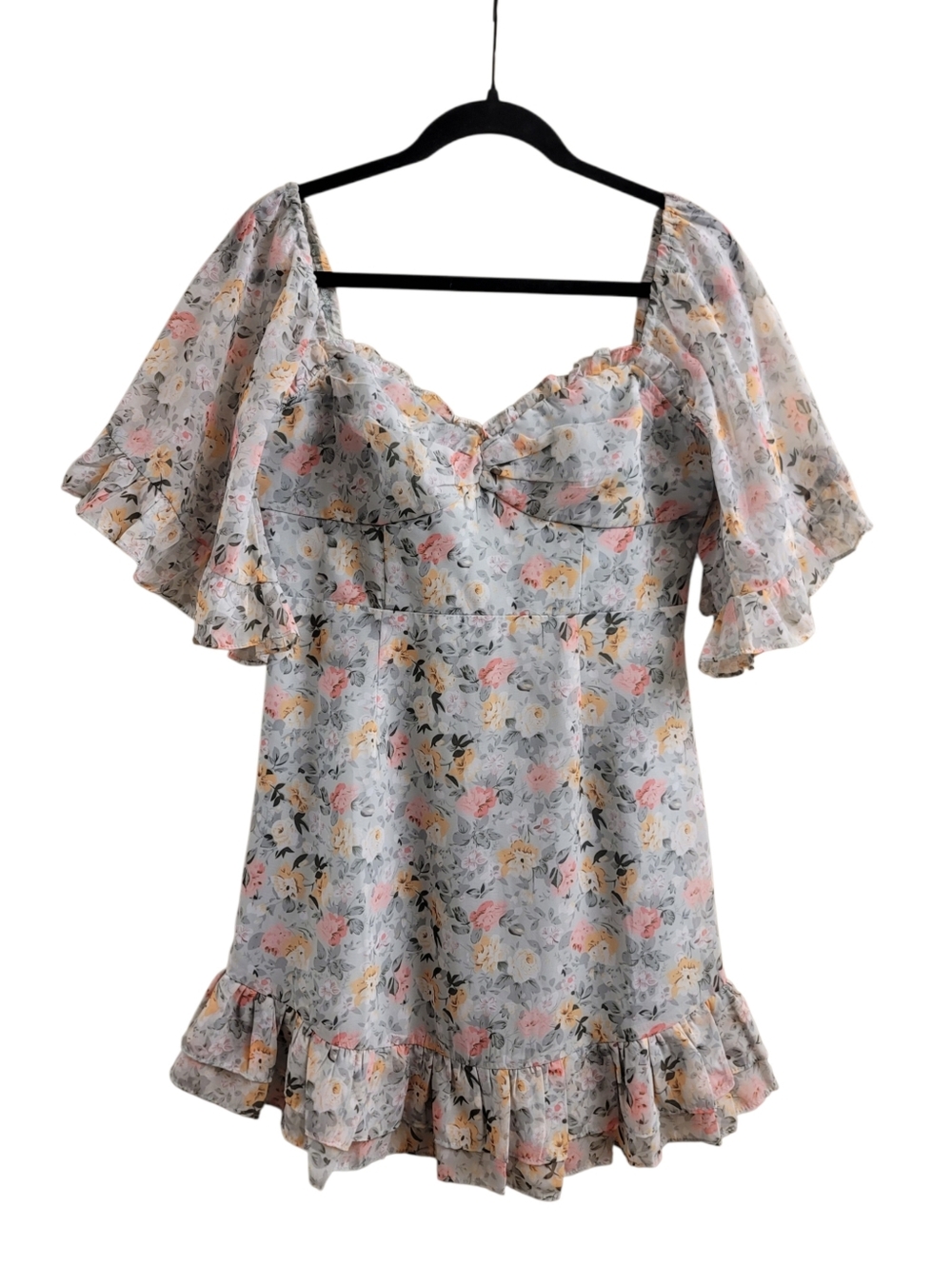 Hello Molly Floral Ruffle Mini Dress Pastel Green Large - Picture 6 of 14